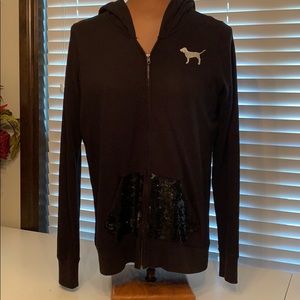 Black Victoria’s Secret pink zip up hoodie